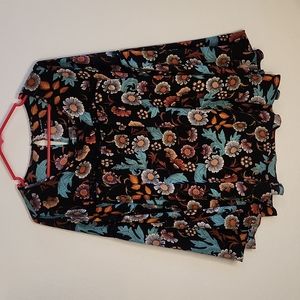 New Directions Women's Floral Boho Bell Sleeve Blouse Size M